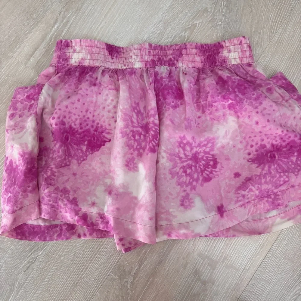 Juicy Couture Very Raspberry Faded Oasis 100% Silk Skirt-Front Shorts P